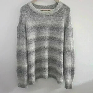 A.N.A | Women's Black/Grey/White Knitted  Crewneck Long Sleeved Sweater